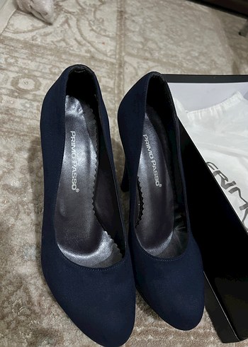 Lacivert Süet Topuklu Ayakkabı - Görsel 6