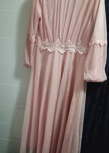 Pembe Pilili Uzun Abiye Elbise - Görsel 2