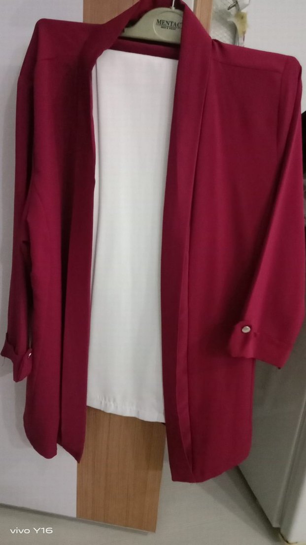 bordo Kadın Süet Düğmeli Blazer Ceket - Görsel 3