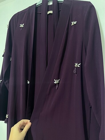 42 Beden Taşlı mor abaya