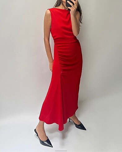 Zara Zara Dore Apikeli Midi Elbise