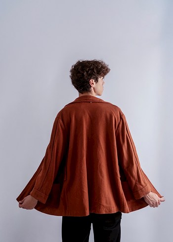 Vintage Kadife Oversize Normcore Ceket  Kiremit - Görsel 2