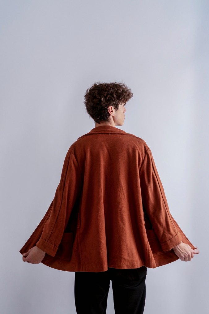 Vintage Kadife Oversize Normcore Ceket  Kiremit - Görsel 2