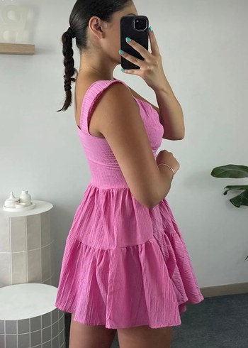 Diğer Düğme detaylı pembe şort tulum elbise