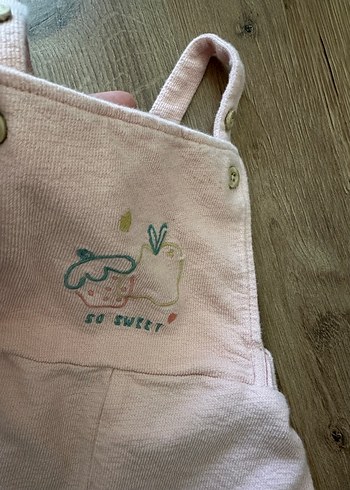 6-9 Ay Beden pembe Renk Düğmeli Nakışlı Kız Bebek Pembe Tulum