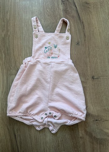 Düğmeli Nakışlı Kız Bebek Pembe Tulum