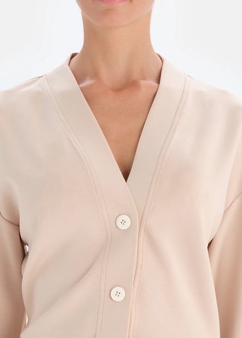 Dagi Düğmeli V Yaka Kadın Sweatshirt - Görsel 2