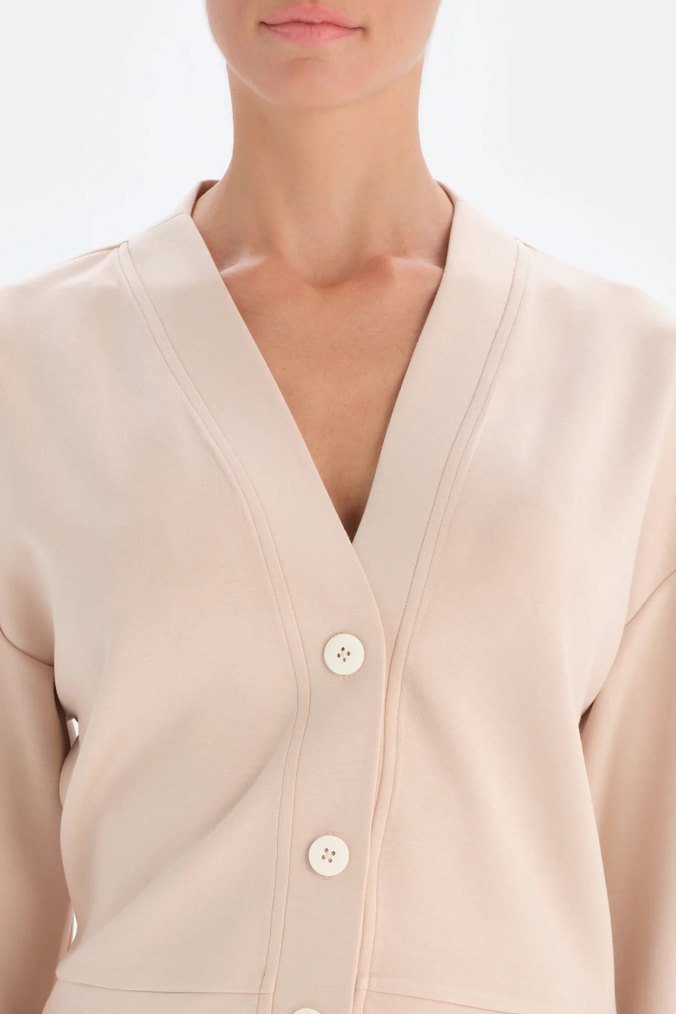 Dagi Düğmeli V Yaka Kadın Sweatshirt - Görsel 2