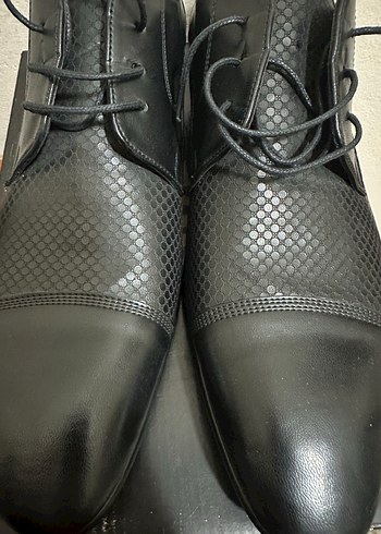 Siyah Yılan Desenli Klasik Erkek Suni Deri Ayakkabı - Görsel 3