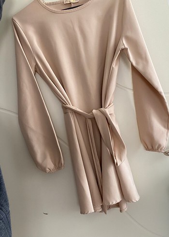 Bej Midi Kadın Tunik, Uzun Kollu, Salaş Kesim - Görsel 2