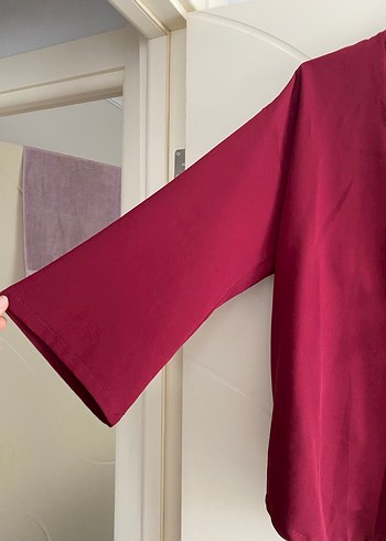 Bordo Midi Kadın Kimono takım - Görsel 2