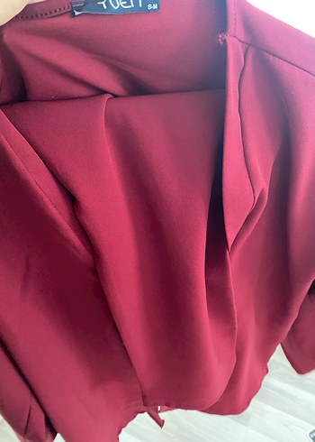 Bordo Midi Kadın Kimono takım - Görsel 3