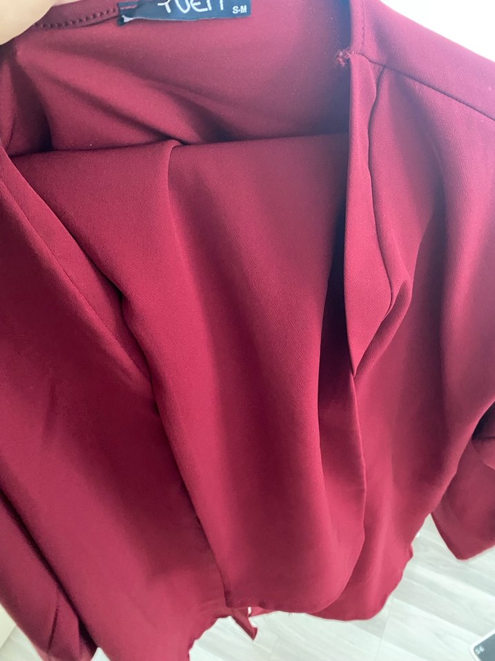 Bordo Midi Kadın Kimono takım - Görsel 3