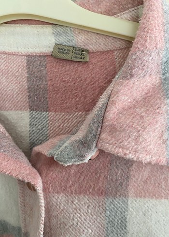 Pembe Ekose Düğmeli Uzun Kollu Kadın Gömlek - Görsel 3