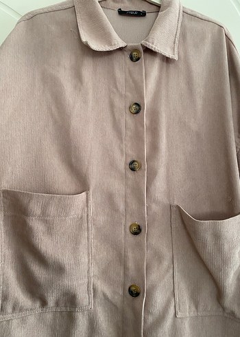 Bej Düğmeli Kadın Keten Gömlek - Görsel 3