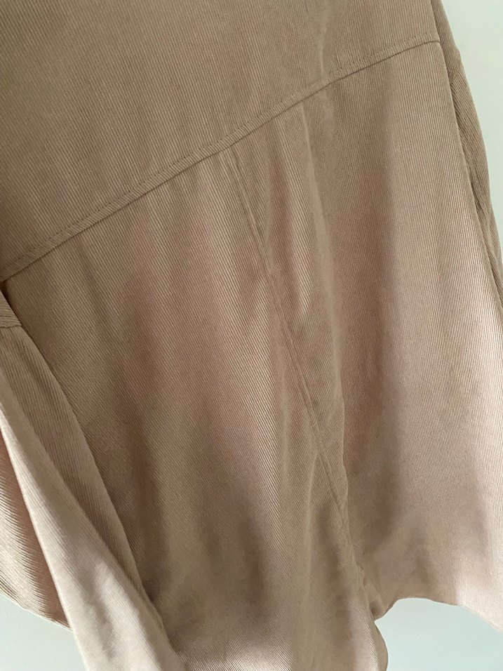 Bej Düğmeli Kadın Keten Gömlek - Görsel 4