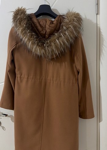 Kürk Detaylı Midi Bej Kadın Mont - Görsel 4