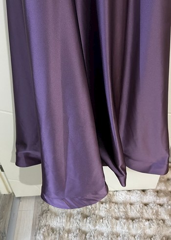 Mor Uzun Kollu İşlemeli Abiye Elbise - Görsel 3