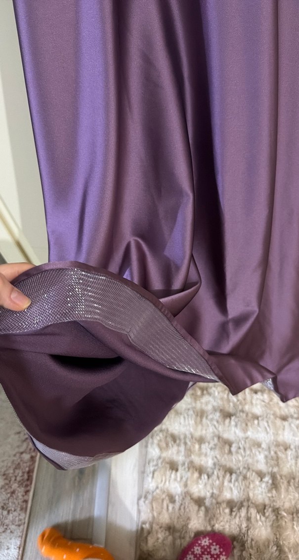 Mor Uzun Kollu İşlemeli Abiye Elbise - Görsel 4