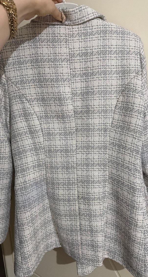 Gri Midi Kadın Düğmeli Ceket - Görsel 3