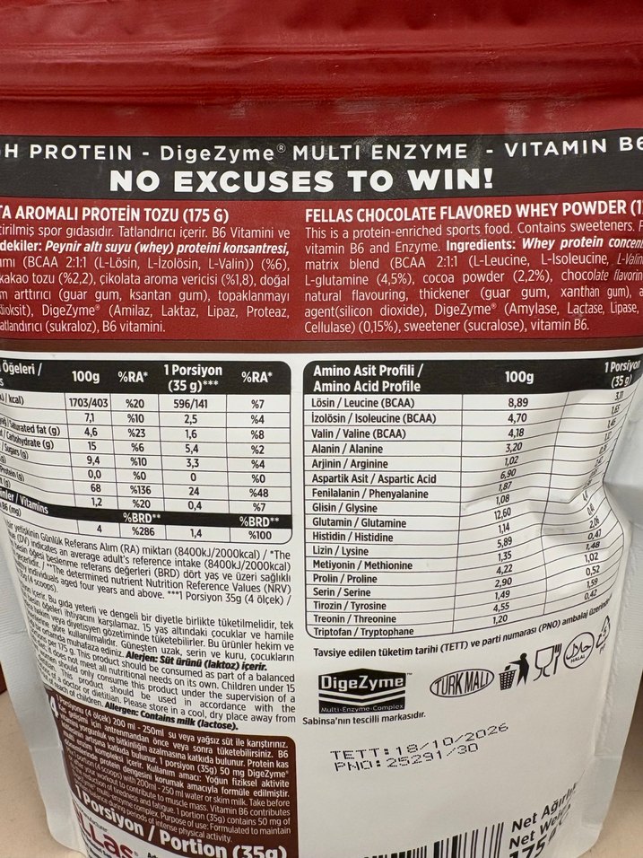 Fellas Whey Protein Çikolata Aromalı 175gr - Görsel 2