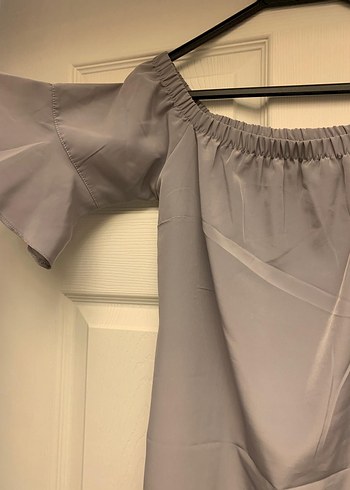 Gri Midi Kayık Yaka Kadın Elbise - Görsel 3