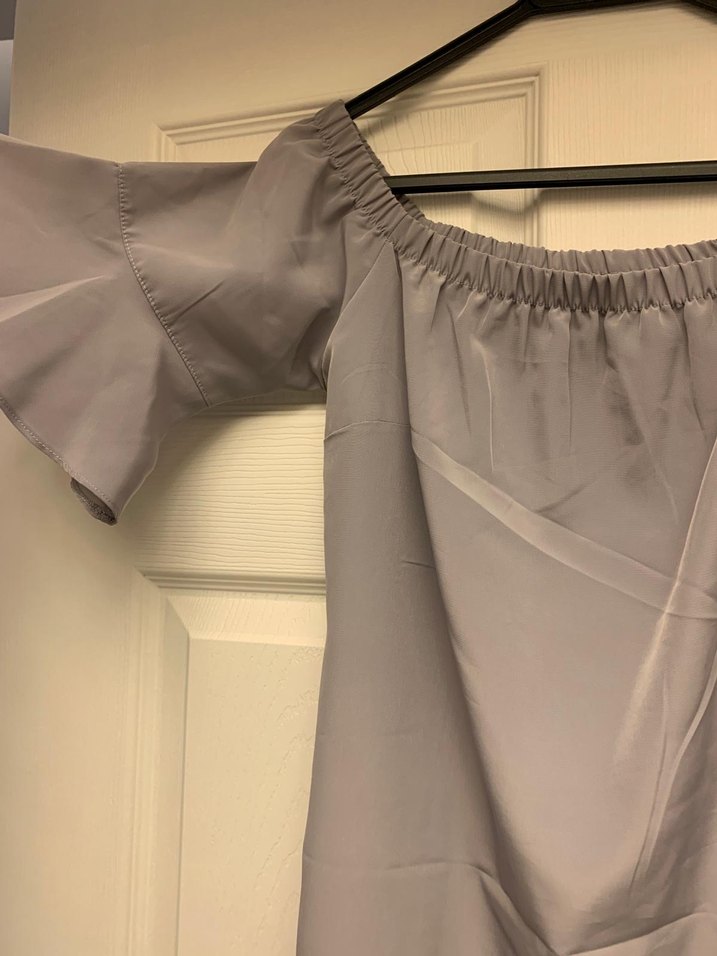 Gri Midi Kayık Yaka Kadın Elbise - Görsel 3