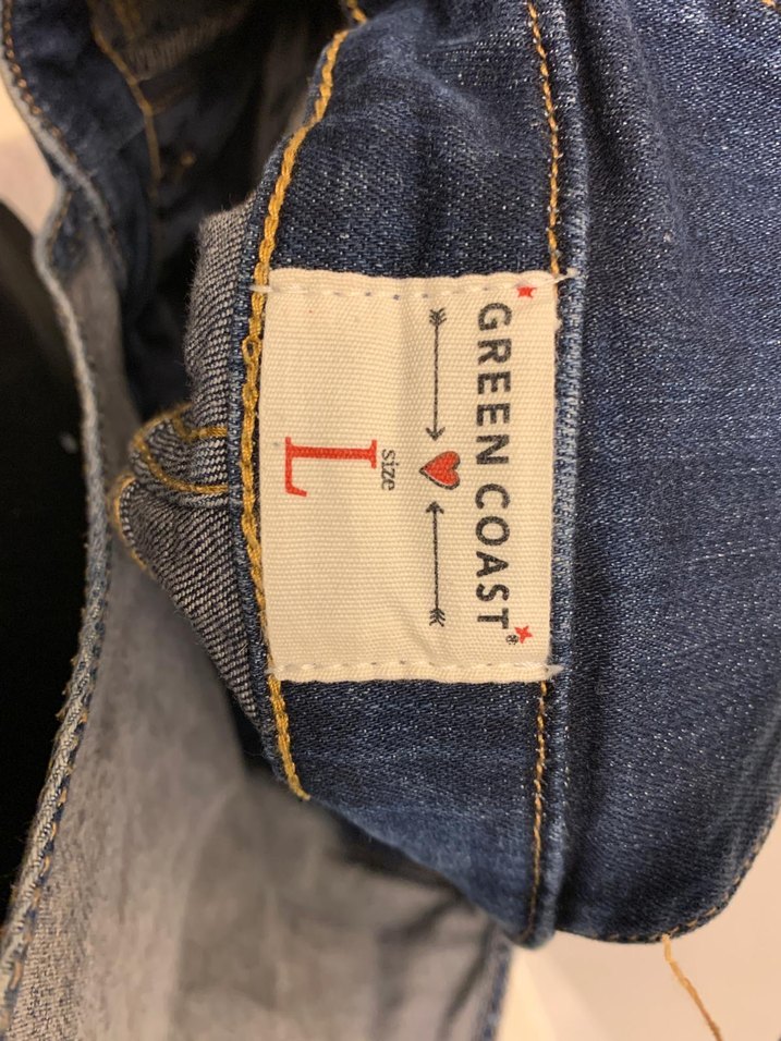 Kadın Mavi Nakışlı Kısa Kot Salopet - Görsel 2