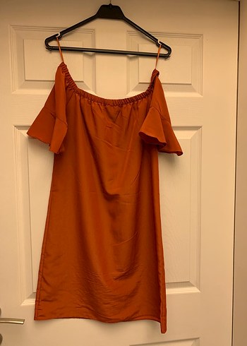 Drapeli Kahverengi Midi Bohem Elbise - Görsel 5