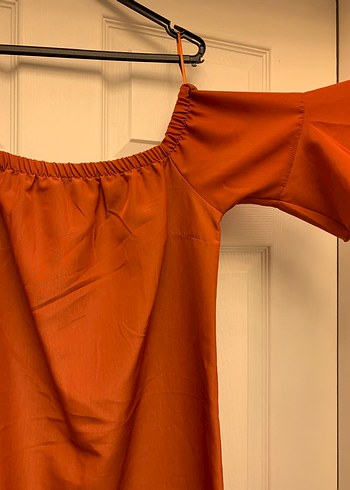 Drapeli Kahverengi Midi Bohem Elbise - Görsel 2