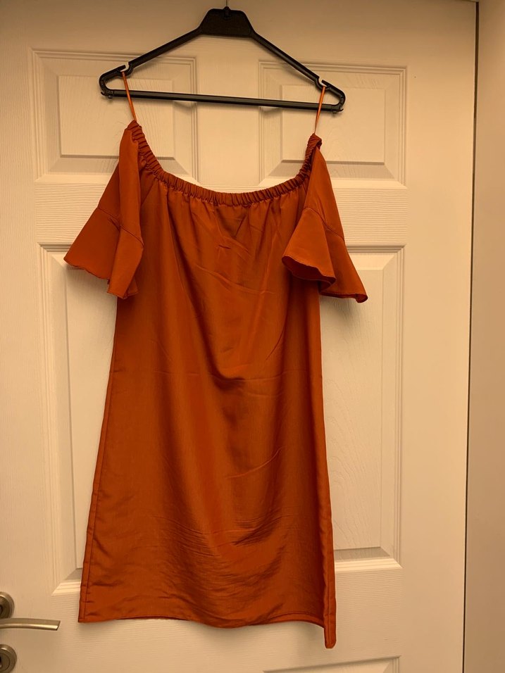 Drapeli Kahverengi Midi Bohem Elbise - Görsel 5