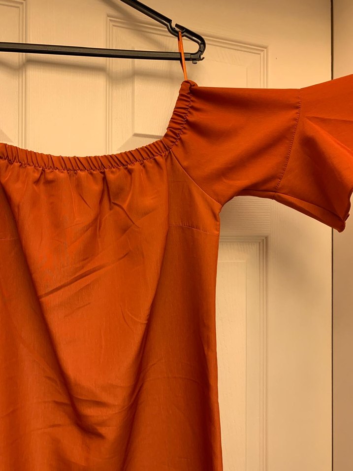 Drapeli Kahverengi Midi Bohem Elbise - Görsel 2