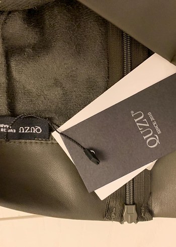 Deri Haki Yeşili Mini Kadın Deri Küçük Yırtmaçlı etek - Görsel 2