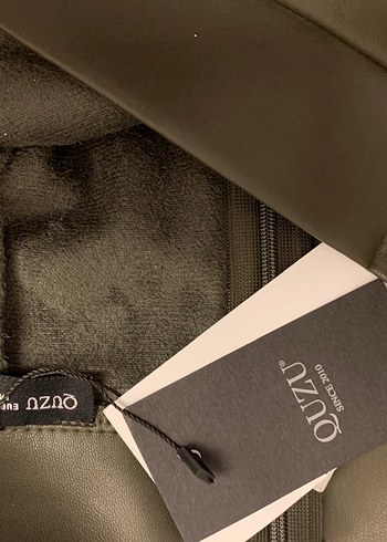 Deri Haki Yeşili Mini Kadın Deri Küçük Yırtmaçlı etek - Görsel 3