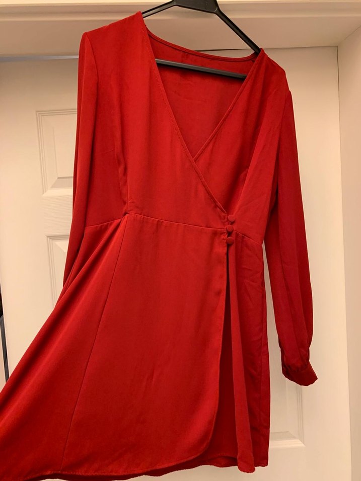 Kırmızı Midi Kadın Elbise - Görsel 2