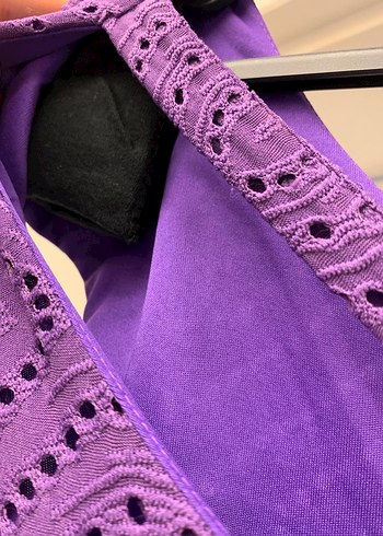 Kadın Mor V Yaka Uzun Triko Elbise - Görsel 6