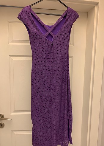 Kadın Mor V Yaka Uzun Triko Elbise - Görsel 8