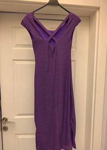 Kadın Mor V Yaka Uzun Triko Elbise - Görsel 7