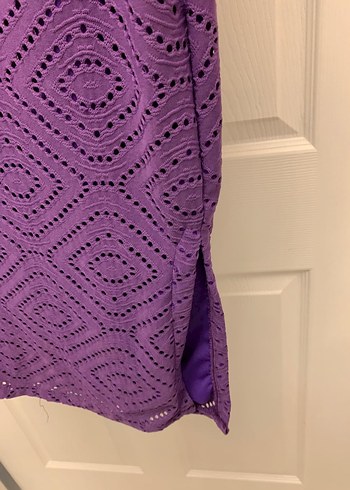 Kadın Mor V Yaka Uzun Triko Elbise - Görsel 3