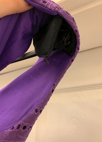 Kadın Mor V Yaka Uzun Triko Elbise - Görsel 5