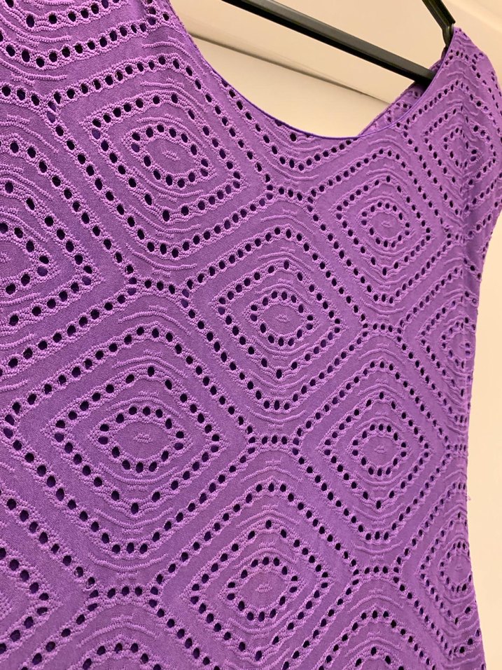 Kadın Mor V Yaka Uzun Triko Elbise - Görsel 2