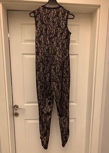 Kahverengi Dantel Detaylı Kadın Midi Tulum - Görsel 5