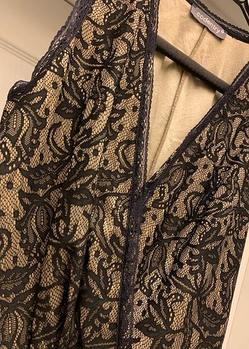 Kahverengi Dantel Detaylı Kadın Midi Tulum - Görsel 4