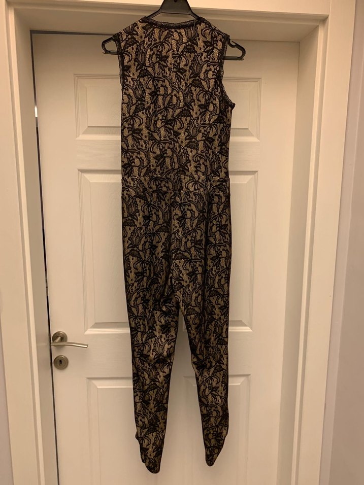 Kahverengi Dantel Detaylı Kadın Midi Tulum - Görsel 5