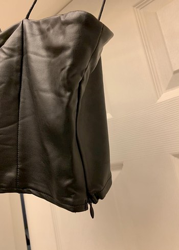 Siyah Deri Straplez Bustiyer - Görsel 3