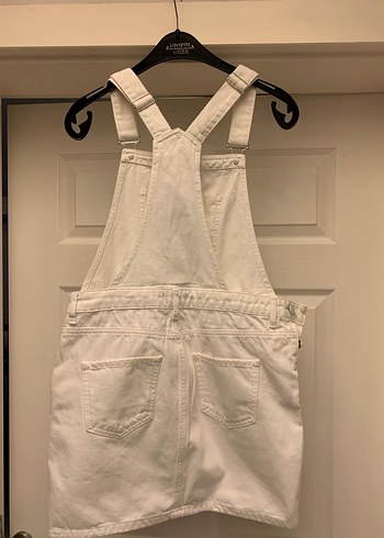 Beyaz Pamuklu Askılı Midi elbise - Görsel 4