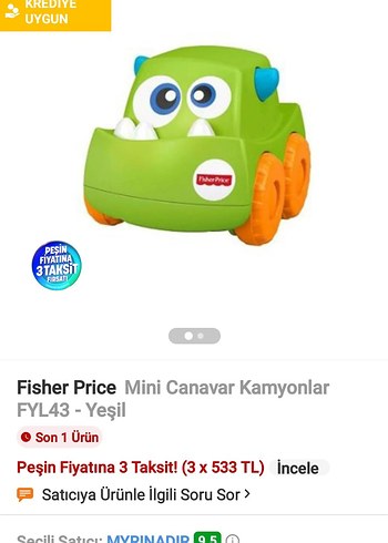 Fisher Price Yeşil Mini Canavar Kamyon
