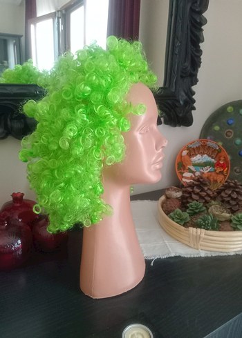 Beden yeşil Renk Yeşil kıvırcık afro bonus Peruk