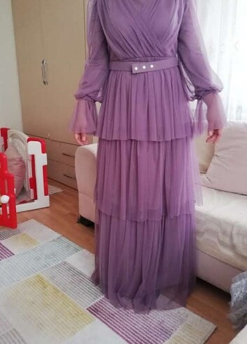 xl Beden mor Renk Tesettür abiye