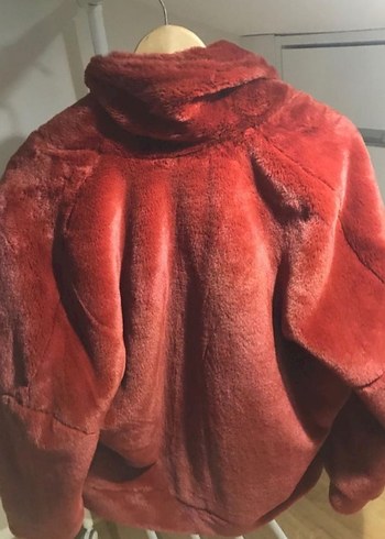 Kırmızı Suni Kürk Midi Ceket - Görsel 2